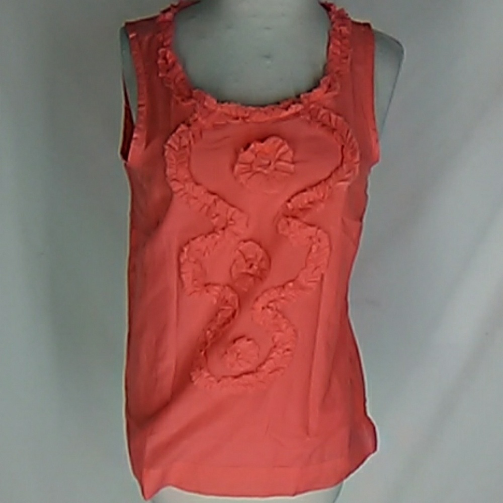 J. Crew Orange Tank Top Fabric Flowers 4